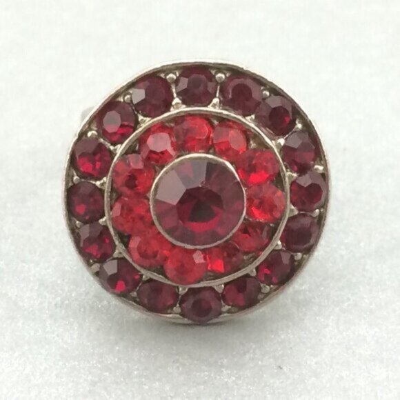 3 Adjustable Costume Rings Red Purple Silvertone Sparkly Ornate Boho Rhinestone - Picture 4 of 13